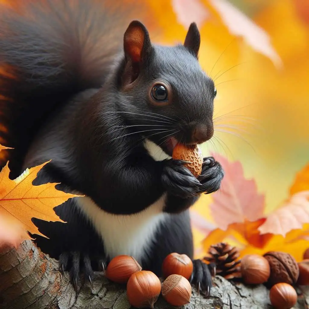 Black squirrel eating