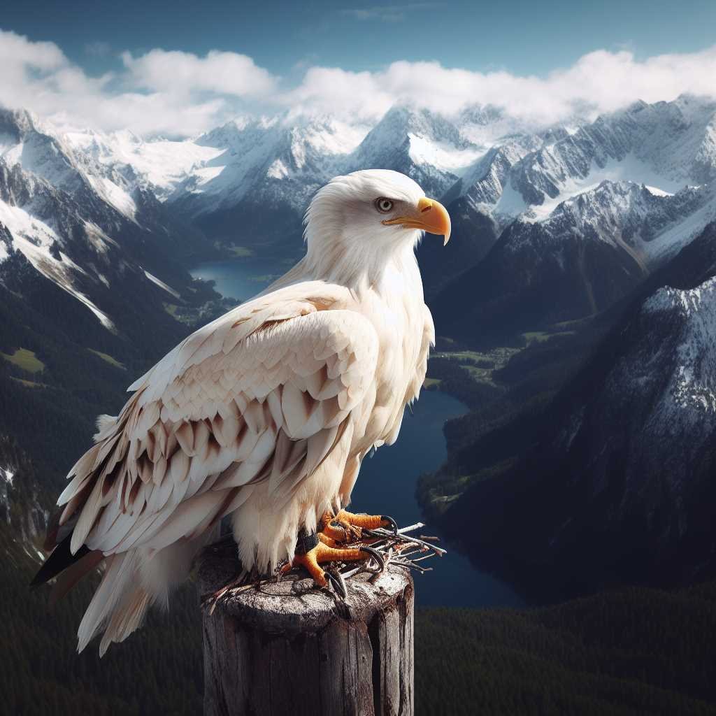 white eagle in montains